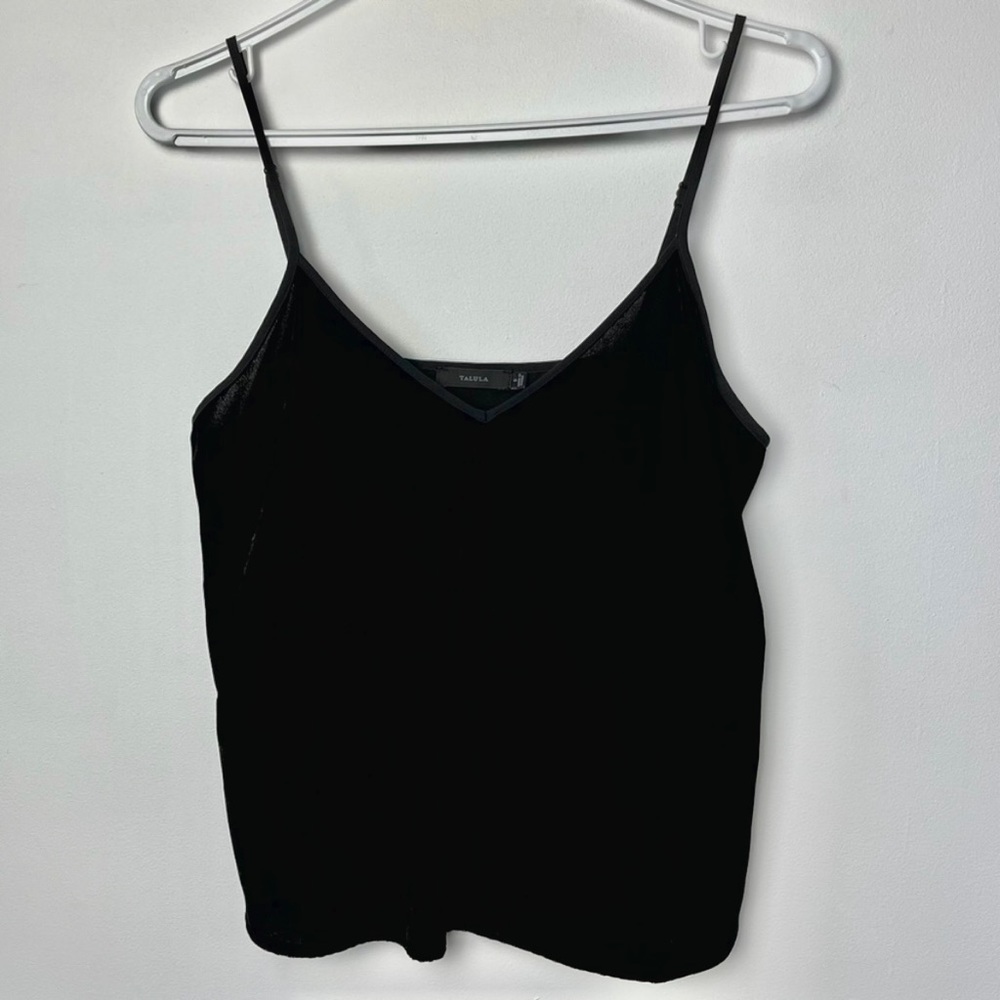 TALULA Aritzia Black Velvet Camisole Tank with Adjustable Straps S